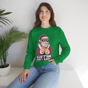 Funny Santa Crewneck Sweatshirt - 'Gift'in Ain't Easy' Unisex Holiday Apparel - Image 1