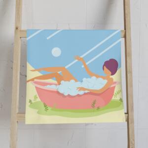 Relaxing Bath Hand Towel with Bubbles Design - Image 2