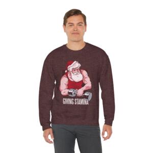 Santa Fitness Sweatshirt – Giving Stamina Unisex Crewneck - Image 2