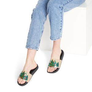 Cozy Women's Removable-Strap Sandals with Holiday Trees - Image 2