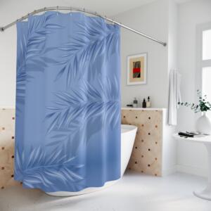 Tropical Leaf Shower Curtain - Blue Botanical Design for Relaxing Bathrooms