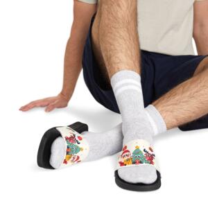 Funny Christmas Character Vector | Men's Removable-Strap Sandals - Image 1
