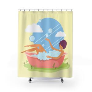 Relaxing Bath Time Shower Curtain - Soothing Bubble Design