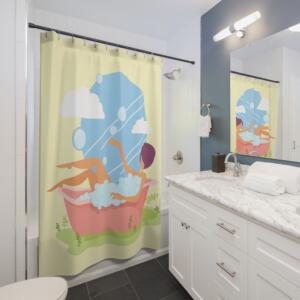 Relaxing Bath Time Shower Curtain - Soothing Bubble Design - Image 3