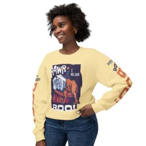 Funny Halloween Unisex Crewneck Sweatshirt - 'RAWR I Mean BOO!' - Image 5