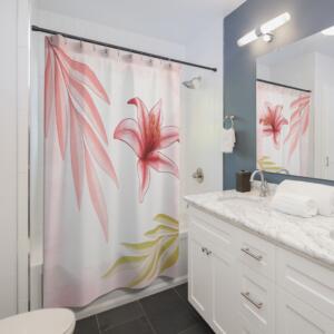 Floral Elegance Shower Curtain - Tropical Blossom Design for Stylish Bathrooms - Image 3