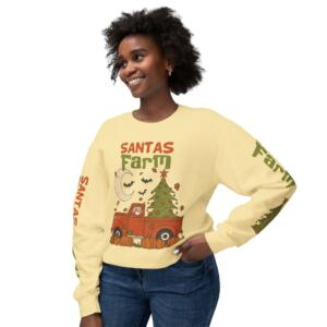 Santa's Farm Unisex Lightweight Crewneck Sweatshirt - Festive Holiday Apparel - Image 9