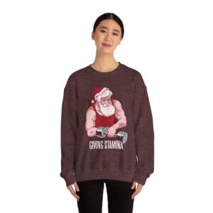Santa Fitness Sweatshirt – Giving Stamina Unisex Crewneck - Image 4