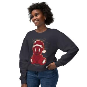 Cozy Christmas Bear Sweatshirt - Unisex Lightweight Crewneck - Image 5