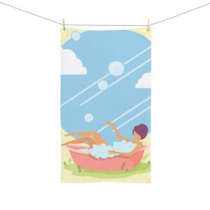 Relaxing Bath Hand Towel with Bubbles Design - Image 3