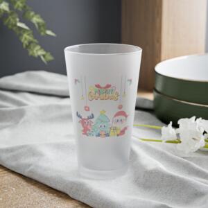 Merry Christmas Frosted Pint Glass - 16oz Holiday Drinkware - Image 2
