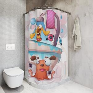 Whimsical Pet Bath Shower Curtain - Fun Cartoon Bathroom Decor - Image 2
