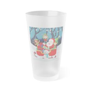 Festive Frosted Pint Glass - 16oz Santa Sleigh Design for Holiday Cheer - Image 3