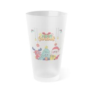 Merry Christmas Frosted Pint Glass - 16oz Holiday Drinkware - Image 3