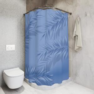 Tropical Leaf Shower Curtain - Blue Botanical Design for Relaxing Bathrooms - Image 2