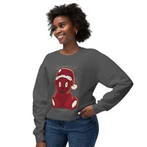 Cozy Christmas Bear Sweatshirt - Unisex Lightweight Crewneck - Image 1