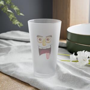 Funny Frosted Pint Glass with Silly Face – 16oz for Parties and Celebrations - Image 1