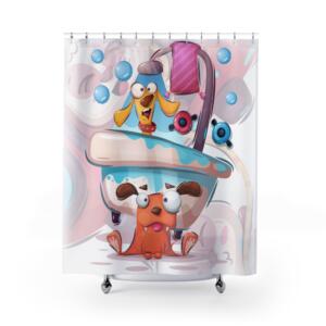 Whimsical Pet Bath Shower Curtain - Fun Cartoon Bathroom Decor - Image 4