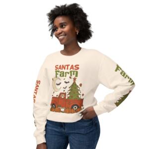 Santa's Farm Unisex Lightweight Crewneck Sweatshirt - Festive Holiday Apparel - Image 5