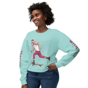 Skating Santa Unisex Lightweight Crewneck Sweatshirt - Image 9