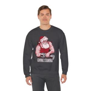 Santa Fitness Sweatshirt – Giving Stamina Unisex Crewneck - Image 12