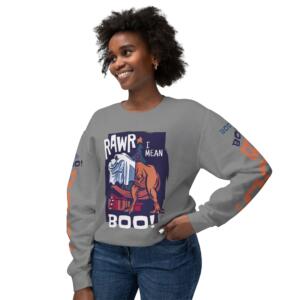 Funny Halloween Unisex Crewneck Sweatshirt - 'RAWR I Mean BOO!' - Image 9