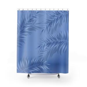 Tropical Leaf Shower Curtain - Blue Botanical Design for Relaxing Bathrooms - Image 4