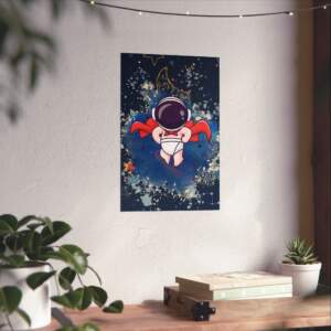 Astronaut Superhero Matte Vertical Poster - Whimsical Space Art for Kids' Rooms - GIFTZ For Your Loved Ones