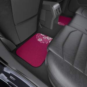 Floral Car Mats Set of 4 - Vibrant Pink Flower Design - GIFTZ For Your Loved Ones