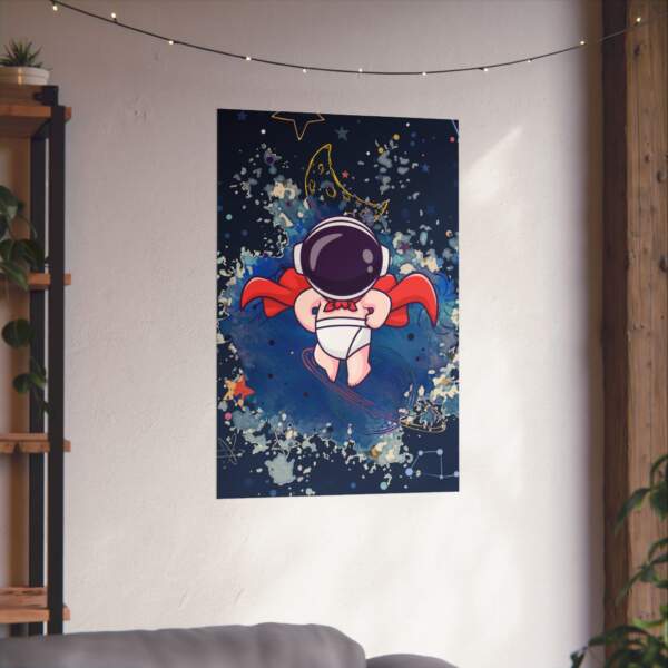 Astronaut Superhero Matte Vertical Poster - Whimsical Space Art for Kids' Rooms - GIFTZ For Your Loved Ones