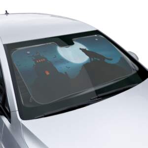 Mystical Wolf Car Sun Shades – Moonlit Castle Design - GIFTZ For Your Loved Ones