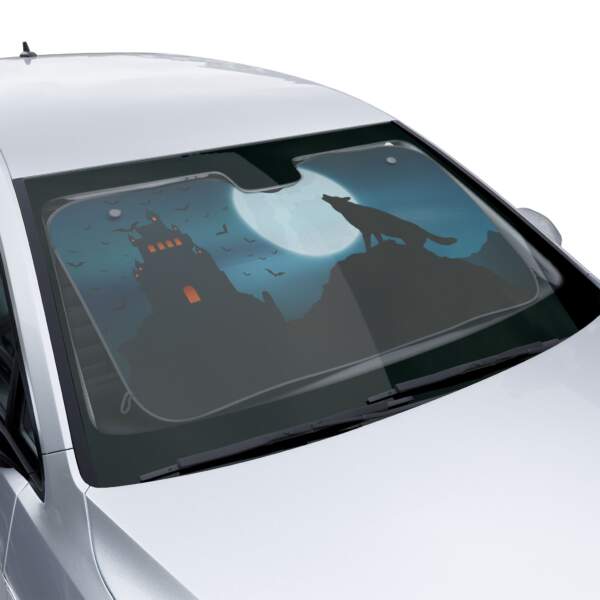 Mystical Wolf Car Sun Shades – Moonlit Castle Design - GIFTZ For Your Loved Ones