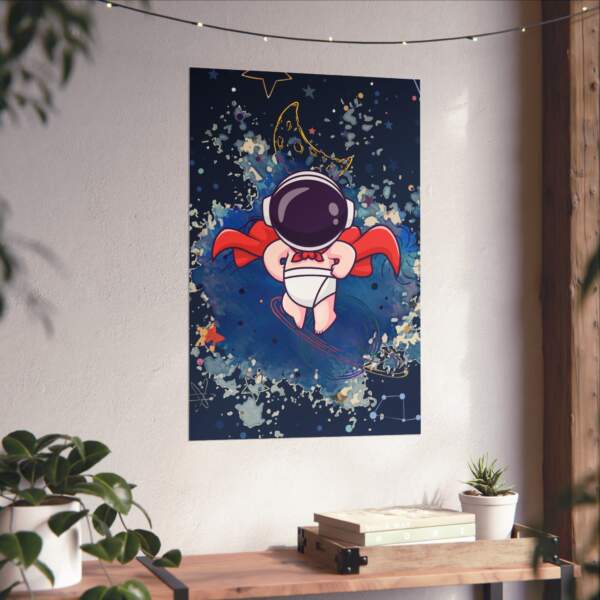 Astronaut Superhero Matte Vertical Poster - Whimsical Space Art for Kids' Rooms - GIFTZ For Your Loved Ones