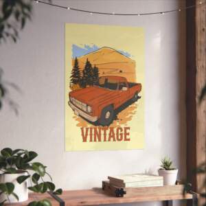 Vintage Truck Vertical Poster - Retro Wall Art Decor - GIFTZ For Your Loved Ones