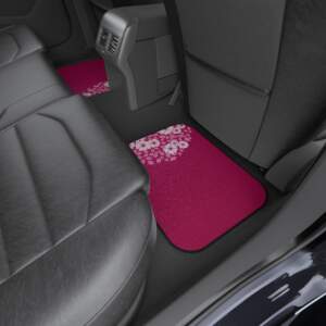 Floral Car Mats Set of 4 - Vibrant Pink Flower Design - GIFTZ For Your Loved Ones