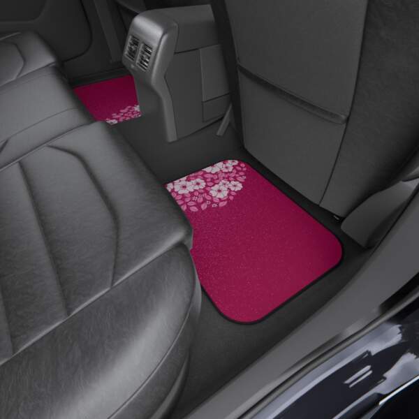 Floral Car Mats Set of 4 - Vibrant Pink Flower Design - GIFTZ For Your Loved Ones