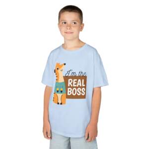 Kids Graphic Tee - 'I'm the Real Boss' - Fun Playful Cotton Shirt for Children, Birthday Gift, Playtime, Everyday Wear, Animal Lovers - GIFTZ For Your Loved Ones