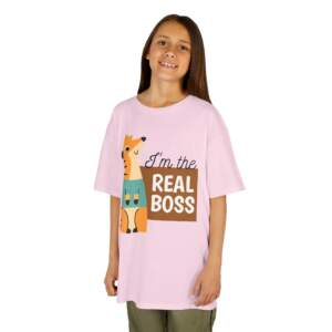 Kids Graphic Tee - 'I'm the Real Boss' - Fun Playful Cotton Shirt for Children, Birthday Gift, Playtime, Everyday Wear, Animal Lovers - GIFTZ For Your Loved Ones