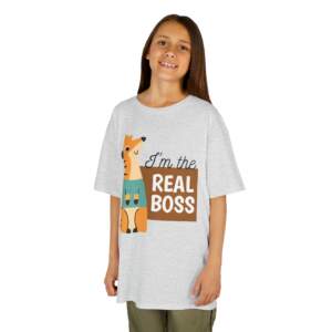 Kids Graphic Tee - 'I'm the Real Boss' - Fun Playful Cotton Shirt for Children, Birthday Gift, Playtime, Everyday Wear, Animal Lovers - GIFTZ For Your Loved Ones