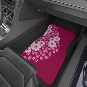 Floral Car Mats Set of 4 - Vibrant Pink Flower Design - GIFTZ For Your Loved Ones