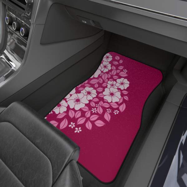 Floral Car Mats Set of 4 - Vibrant Pink Flower Design - GIFTZ For Your Loved Ones