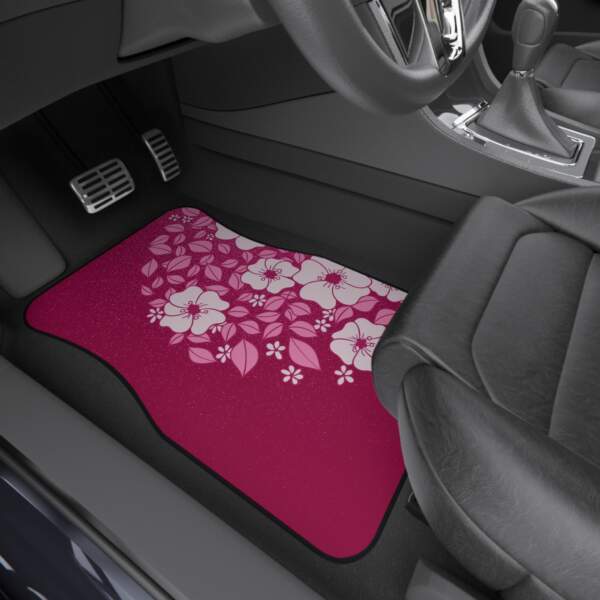 Floral Car Mats Set of 4 - Vibrant Pink Flower Design - GIFTZ For Your Loved Ones