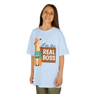 Kids Graphic Tee - 'I'm the Real Boss' - Fun Playful Cotton Shirt for Children, Birthday Gift, Playtime, Everyday Wear, Animal Lovers - GIFTZ For Your Loved Ones