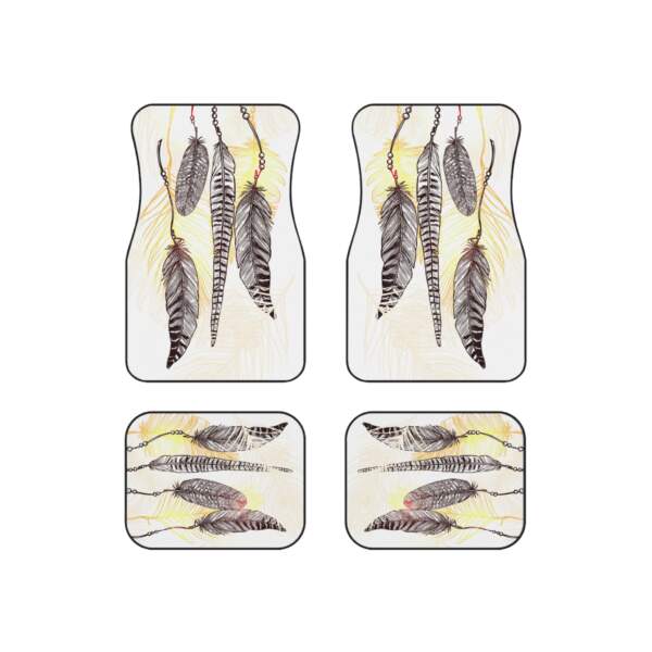 Boho Feather Car Mats - Set of 4 - Bohemian style to your car interior - GIFTZ For Your Loved Ones
