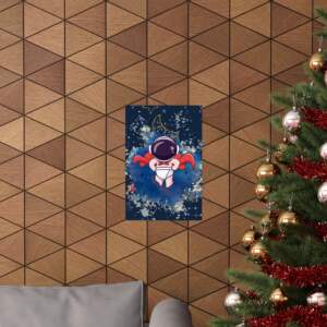 Astronaut Superhero Matte Vertical Poster - Whimsical Space Art for Kids' Rooms - GIFTZ For Your Loved Ones