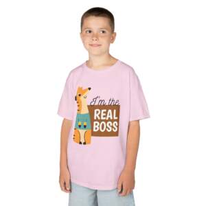 Kids Graphic Tee - 'I'm the Real Boss' - Fun Playful Cotton Shirt for Children, Birthday Gift, Playtime, Everyday Wear, Animal Lovers - GIFTZ For Your Loved Ones