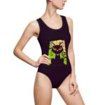 Black Cat Graphic Swimsuit — Cute Halloween One-Piece for Women - GIFTZ For your loved ones