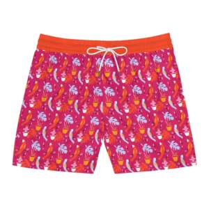 Tropical Cocktail Swim Shorts — Men's Bright Pink AOP Beach Trunks - GIFTZ For Your Loved Ones