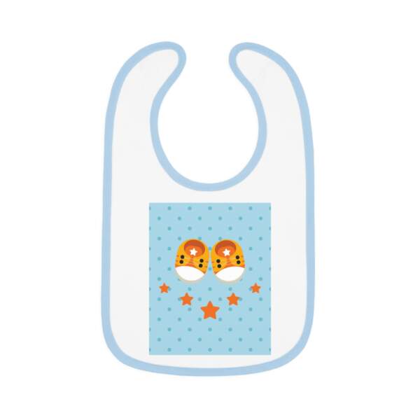 Baby Bib with Cute Fox Booties Design — Blue Contrast Trim Infant Feeding Bib - GIFTZ For Your Loved Ones