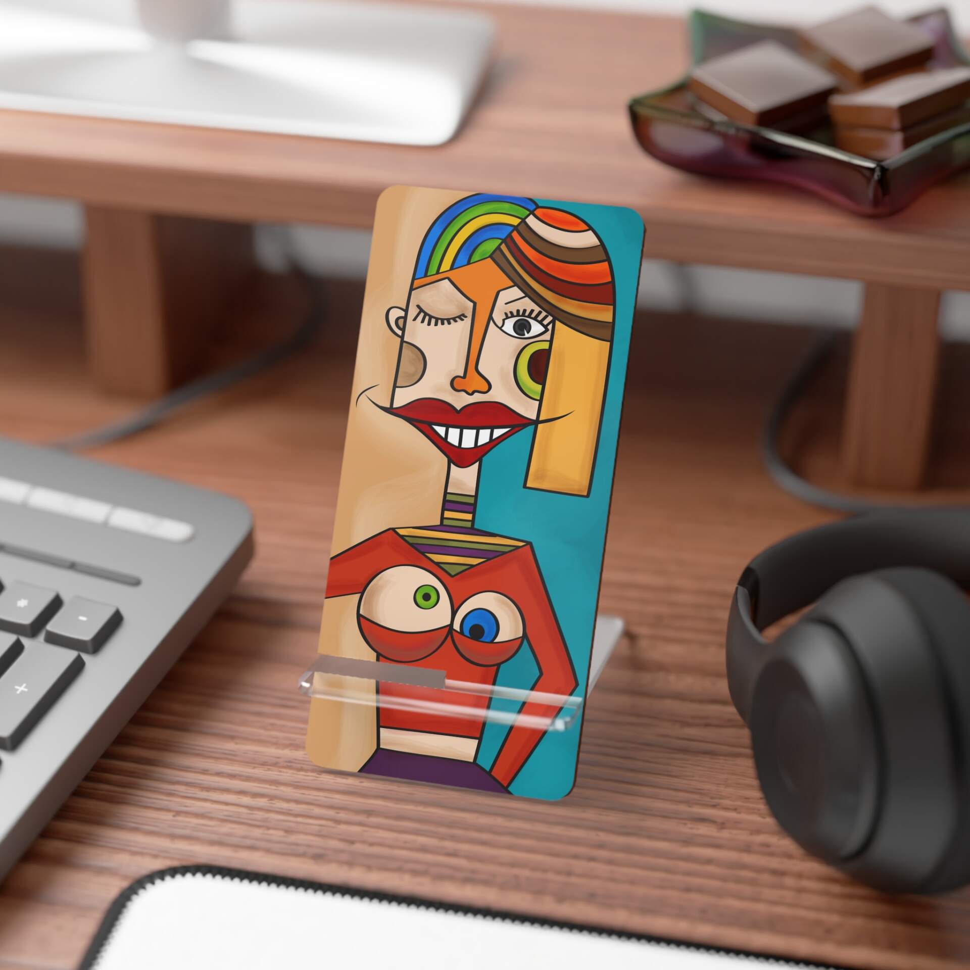 Artistic Smartphone Display Stand with Colorful Design - GIFTZ For Your Loved Ones